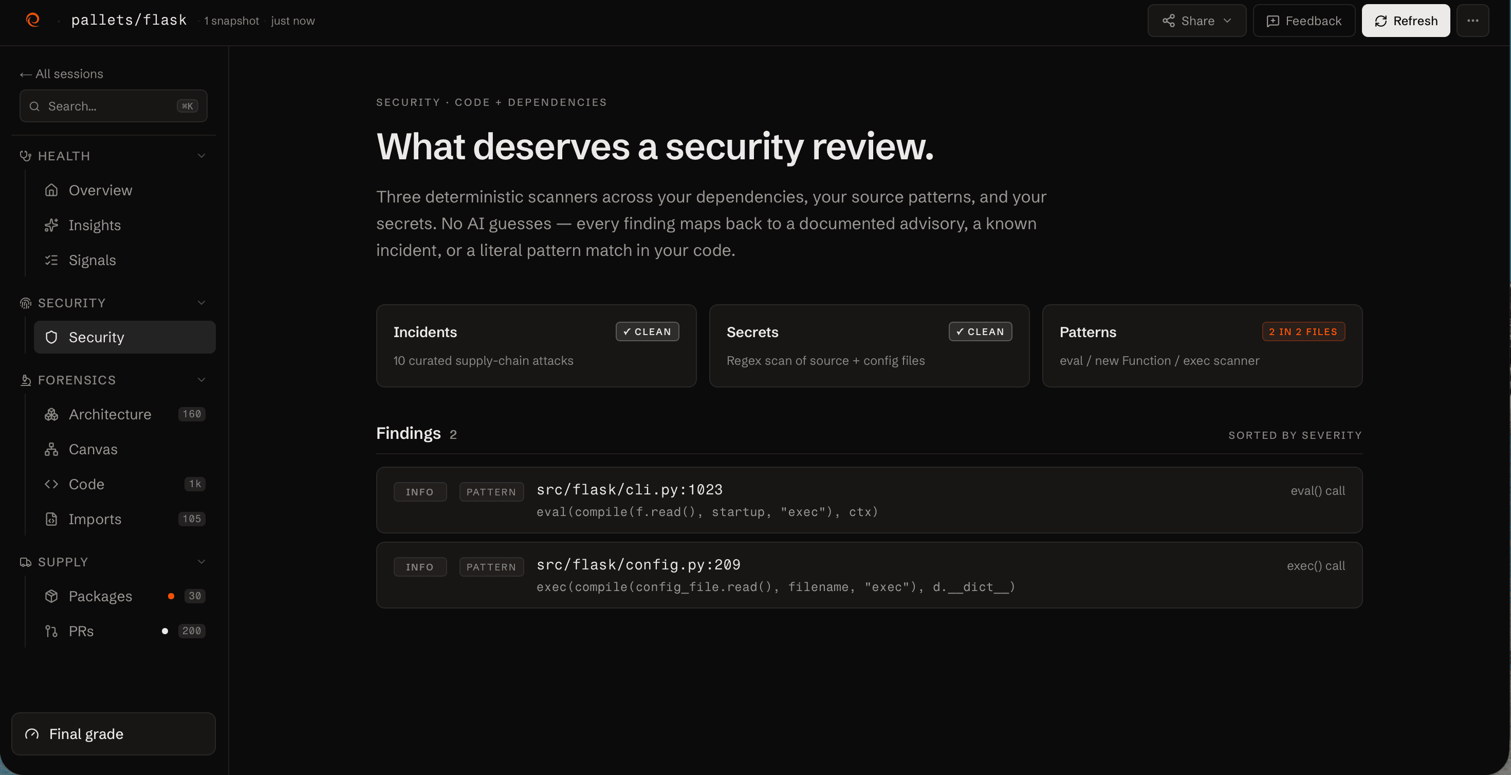CodeTrawl deterministic security review